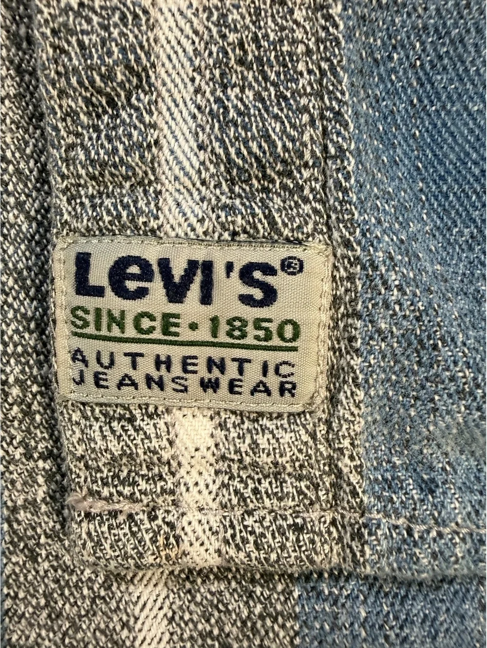 Vintage Levi Authentic Jeanswear Mens Plaid Flannel Long Sleeve Button Up Shirt